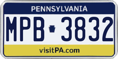 PA license plate MPB3832
