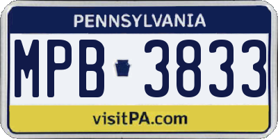 PA license plate MPB3833