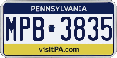 PA license plate MPB3835