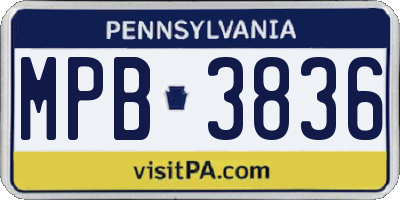 PA license plate MPB3836