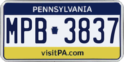 PA license plate MPB3837