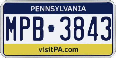 PA license plate MPB3843