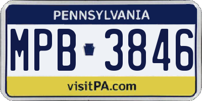 PA license plate MPB3846