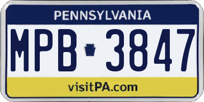 PA license plate MPB3847