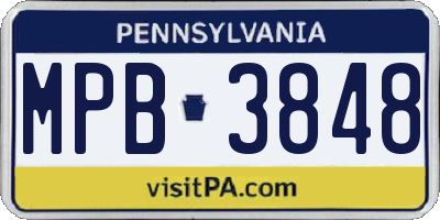 PA license plate MPB3848