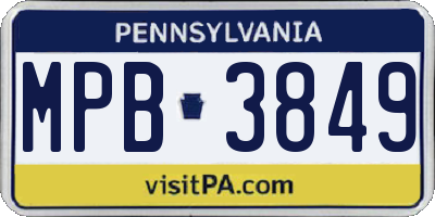 PA license plate MPB3849