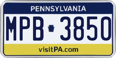 PA license plate MPB3850
