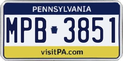 PA license plate MPB3851