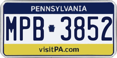PA license plate MPB3852