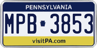 PA license plate MPB3853