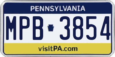 PA license plate MPB3854