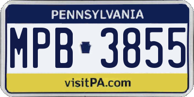 PA license plate MPB3855