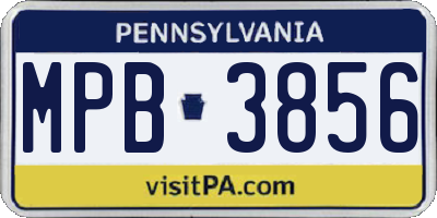 PA license plate MPB3856