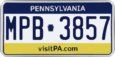 PA license plate MPB3857
