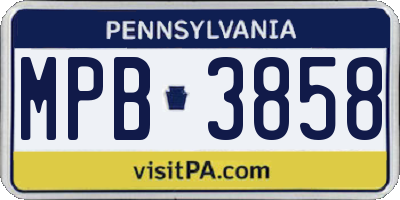 PA license plate MPB3858