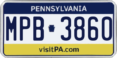 PA license plate MPB3860