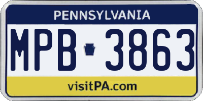 PA license plate MPB3863