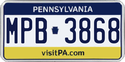 PA license plate MPB3868