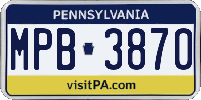PA license plate MPB3870