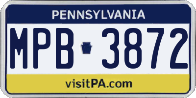 PA license plate MPB3872