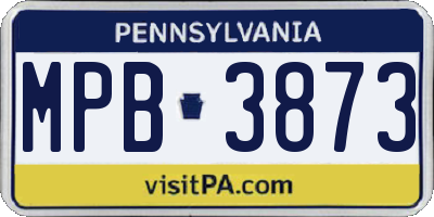 PA license plate MPB3873