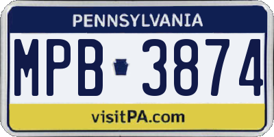 PA license plate MPB3874