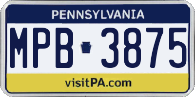 PA license plate MPB3875