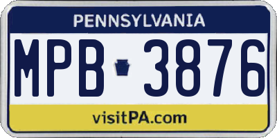 PA license plate MPB3876