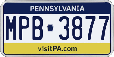PA license plate MPB3877