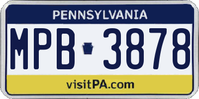 PA license plate MPB3878