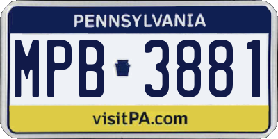 PA license plate MPB3881