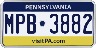 PA license plate MPB3882