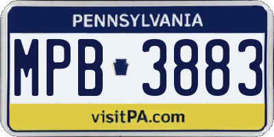 PA license plate MPB3883