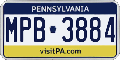 PA license plate MPB3884