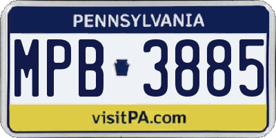 PA license plate MPB3885