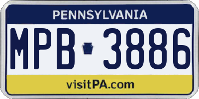 PA license plate MPB3886