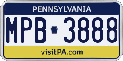 PA license plate MPB3888