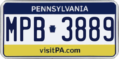 PA license plate MPB3889