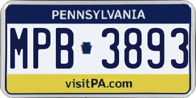 PA license plate MPB3893