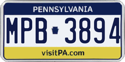 PA license plate MPB3894