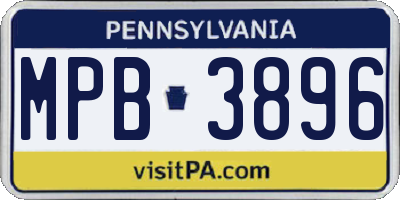 PA license plate MPB3896