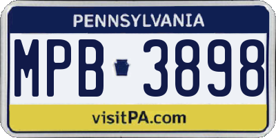 PA license plate MPB3898