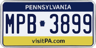 PA license plate MPB3899