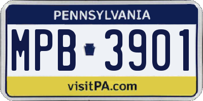 PA license plate MPB3901