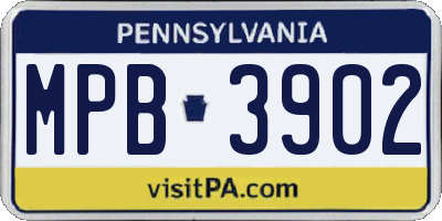 PA license plate MPB3902