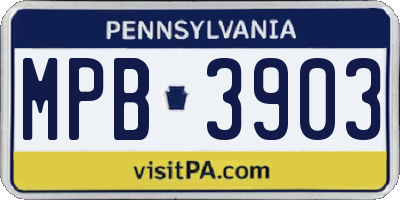 PA license plate MPB3903