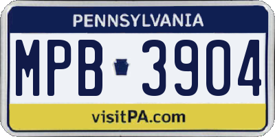 PA license plate MPB3904
