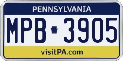 PA license plate MPB3905