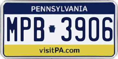 PA license plate MPB3906