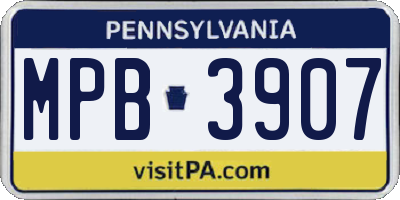 PA license plate MPB3907